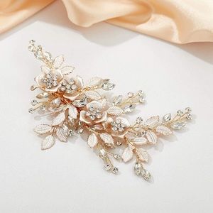 Rose Gold Floral Diamond Wedding Hairpiece